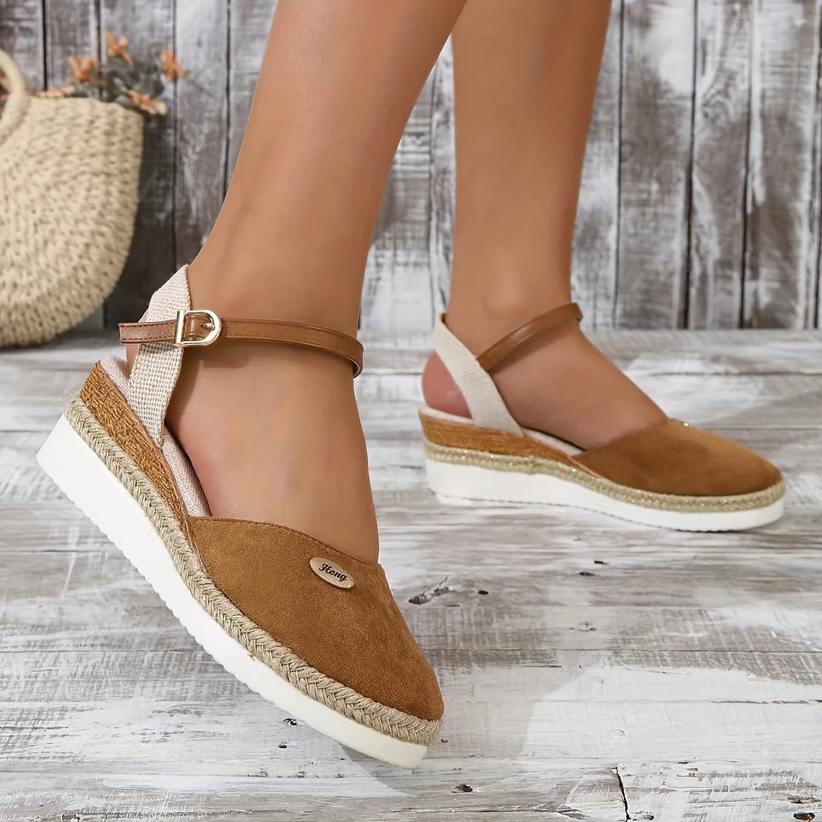 Orthopedic Colorblock Wedge Sandals for Women, Comfortable Ankle Strap Slingback Shoes