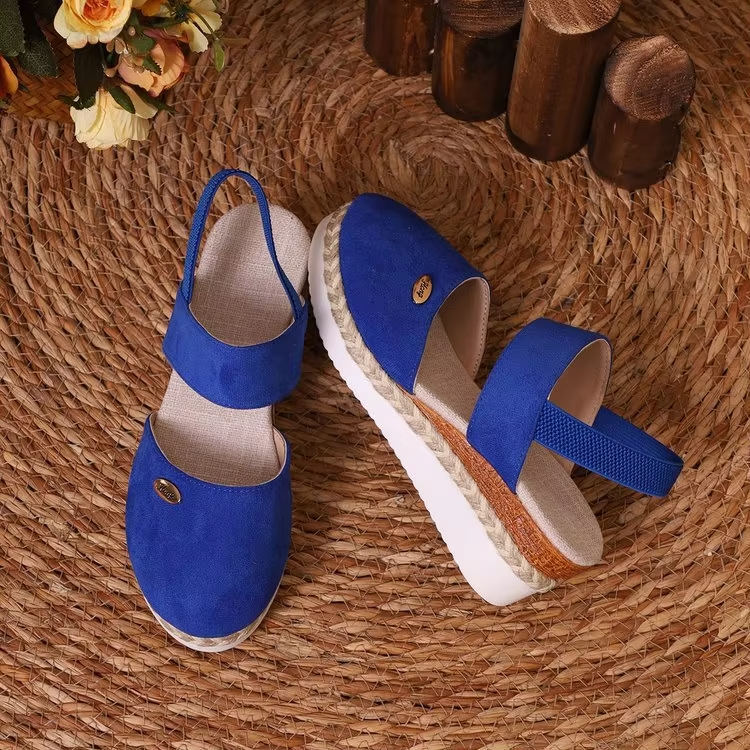 Women's Orthopedic Colorblock Wedge Sandals, Comfy Ankle Strap Slingbacks